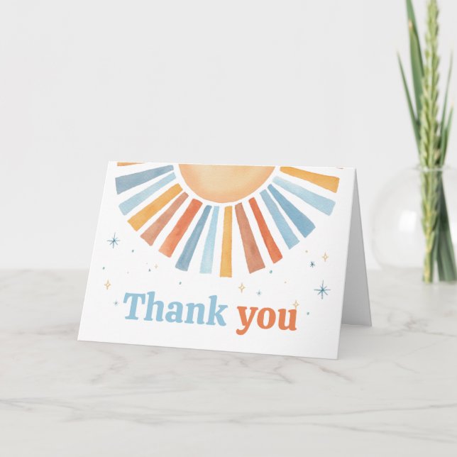 Here Comes the Sunshine Baby Shower Thank You Card (Front)