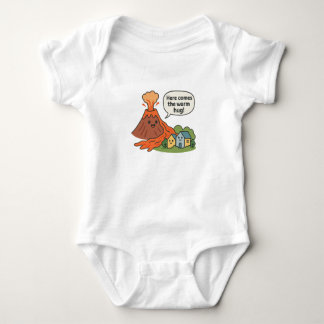 Here Comes the Warm Hug! Volcano Humor  Baby Bodysuit