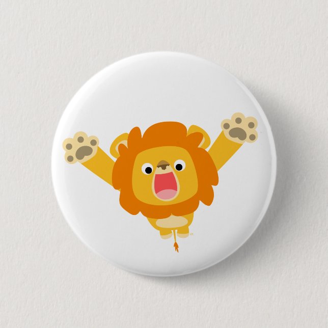 Here comes Trouble (cartoon Lion) button badge (Front)