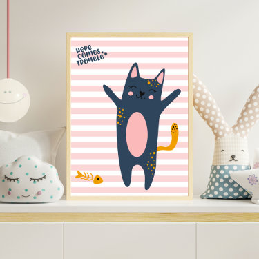 Here comes trouble! Cute Cat Kids Bedroom