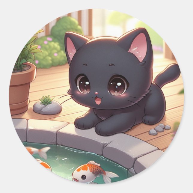 Here Fishy Fishy! Classic Round Sticker (Front)
