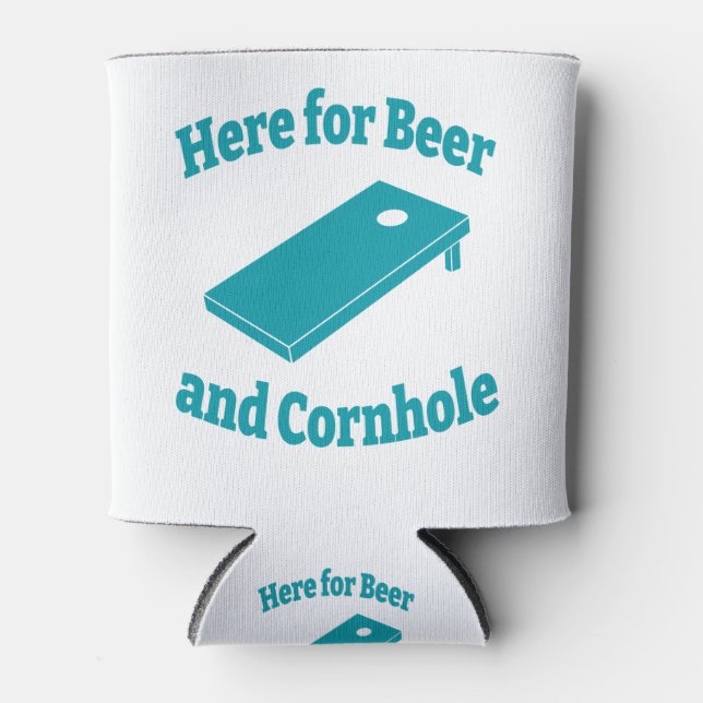 Here for Beer and Cornhole Can Cooler (Front)