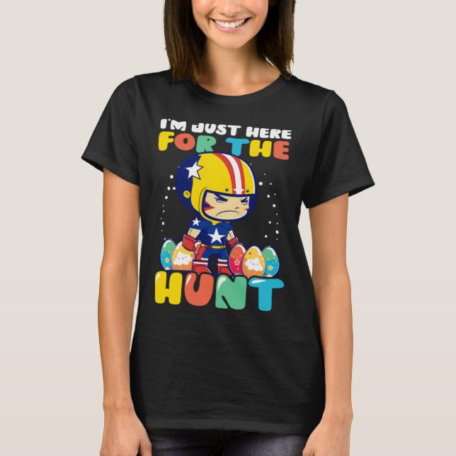 Here For Hunt Football Easter T-Shirt (Front)