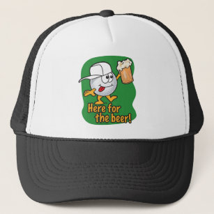 Here For The Beer Cartoon Golfer Trucker Hat