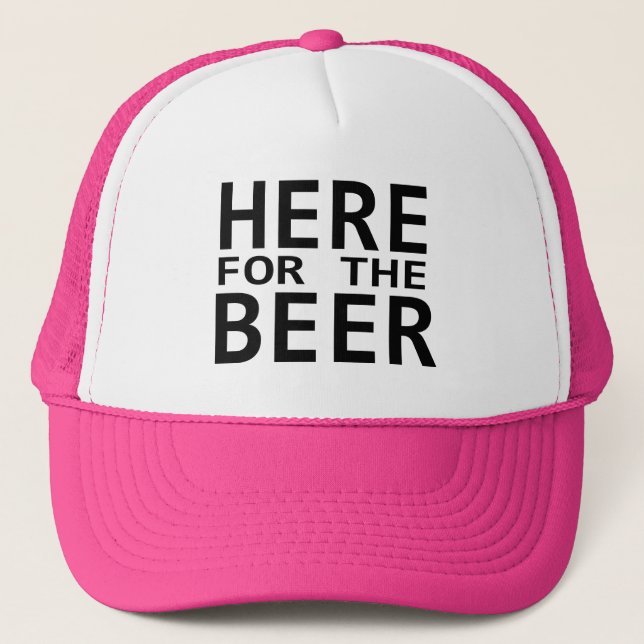 Here for the beer humor bachelorette hat (Front)