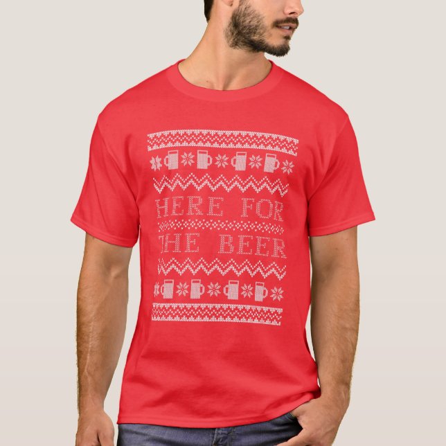 Here For The Beer Ugly Christmas Sweater Funny Chr (Front)