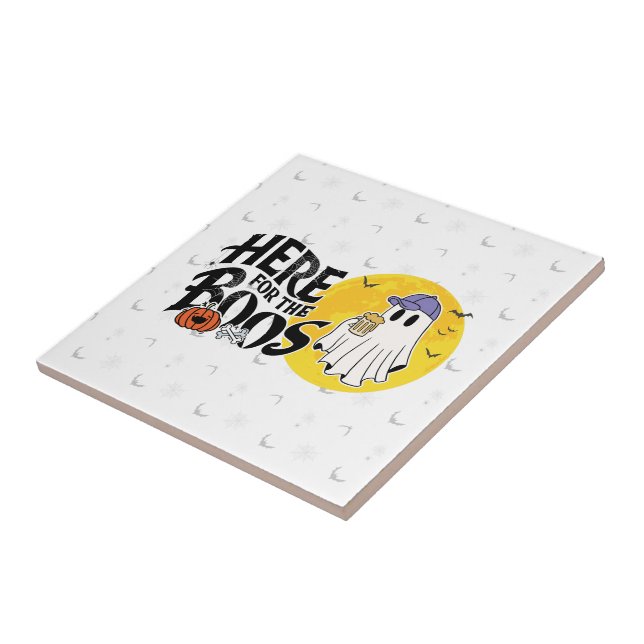 Here for the Boos | Drink Up and Get Your Spook On Ceramic Tile (Side)