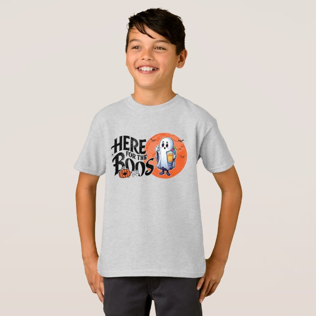 Here for the Boos | Drink Up and Get Your Spook On T-Shirt (Front Full)