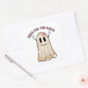 HERE FOR THE BOO'S funny spooky halloween ghost    Square Sticker