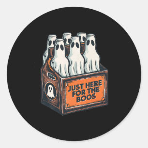 Here For The Boos Halloween 6 Pack Booze Ghost Bee Classic Round Sticker