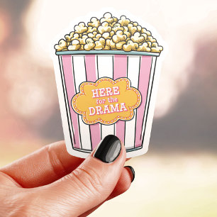 Here For The Drama Popcorn Vinyl Sticker