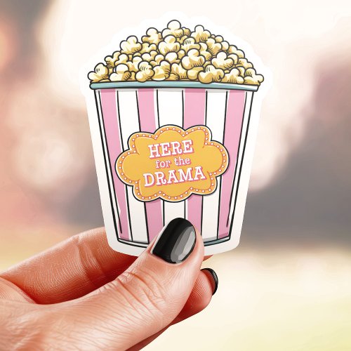 Here For The Drama Popcorn Vinyl Sticker