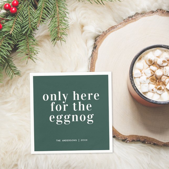 Here For The Eggnog | Personalized Christmas Napkins (Creator Uploaded)