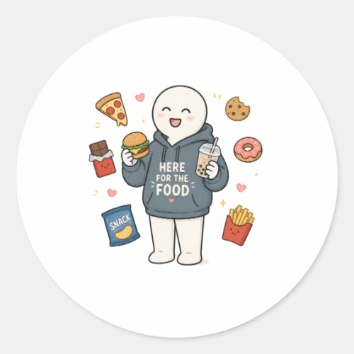 Here For The Food Funny Foodie Meme Classic Round Sticker