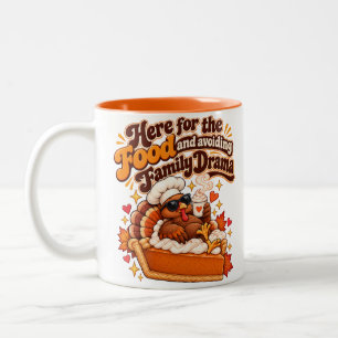 Here for the Food Funny Thanksgiving Two-Tone Coffee Mug