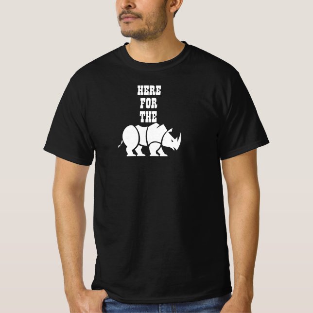 Here For The Rhino Emoji Customizable Festival T-Shirt (Front)