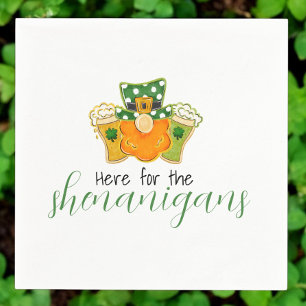 Here for the Shenanigans St Patricks Leprechaun Napkins