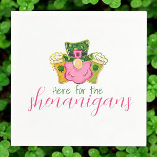 Here for the Shenanigans St Patricks Pink  Napkins