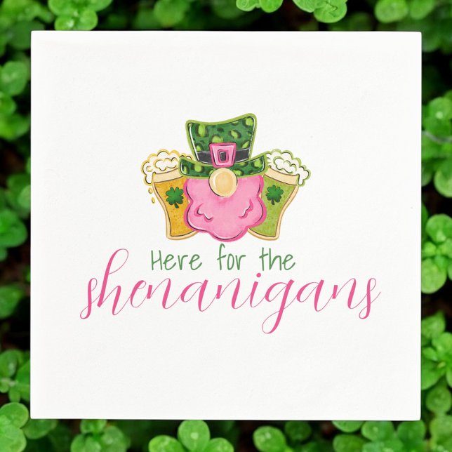 Here for the Shenanigans St Patricks Pink  Napkins (Creator Uploaded)
