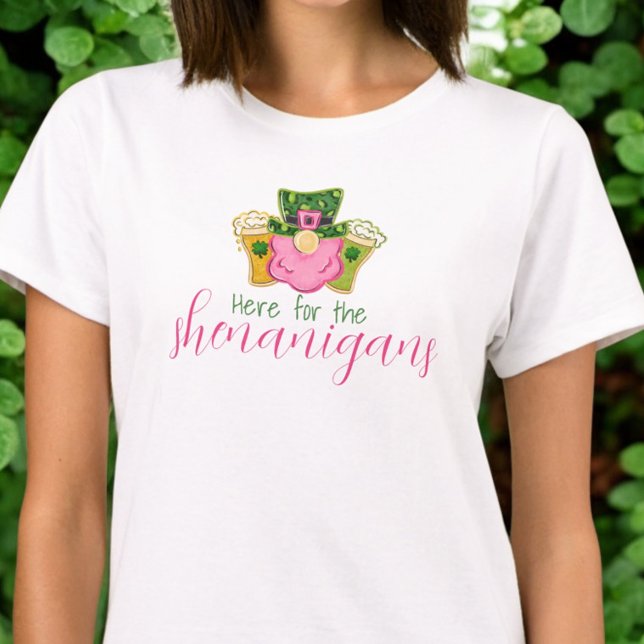Here for the Shenanigans St Patricks Pink  T-Shirt (Creator Uploaded)
