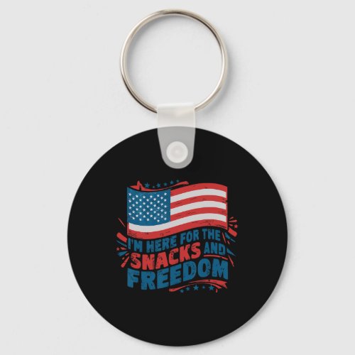 Here For The Snacks And Freedom Vintage 4th Of Jul Keychain