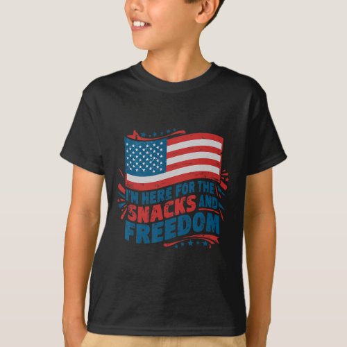 Here For The Snacks And Freedom Vintage 4th Of Jul T_Shirt