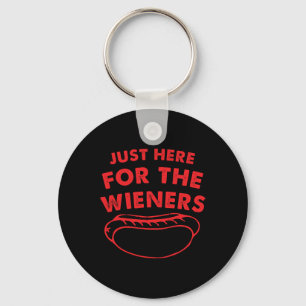 Here For The Wieners Funny Hot Dog 4th Of July Ame Keychain