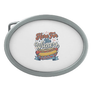 Here For The Wieners Vintage Hot Dog Shirt_1 Belt Buckle