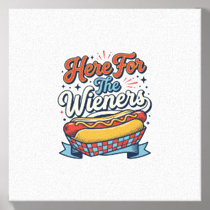 Here For The Wieners Vintage Hot Dog Shirt_1 Canvas Photo Tile