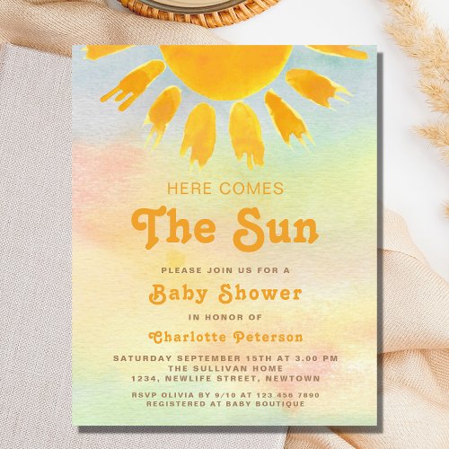 Here Here Comes The Sun Baby Shower Invitation