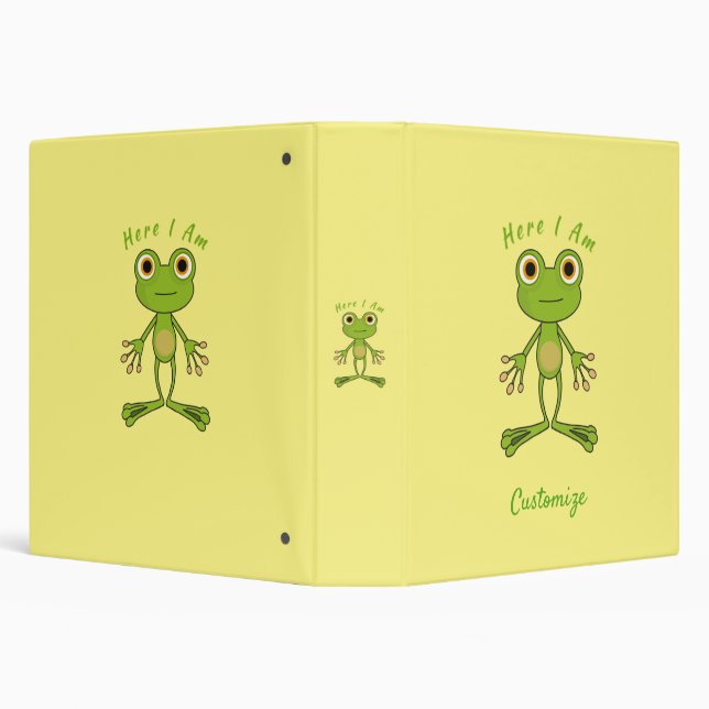 Here I am cute frog Thunder_Cove 3 Ring Binder (Background)