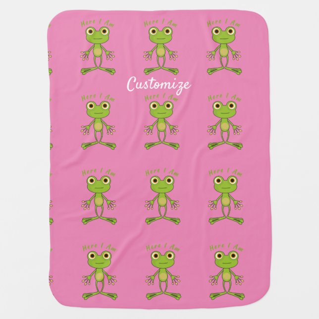 Here I am cute frog Thunder_Cove Baby Blanket (Front)