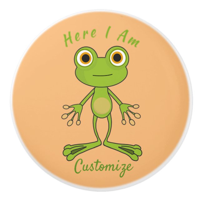 Here I am cute frog Thunder_Cove Ceramic Knob (Front)