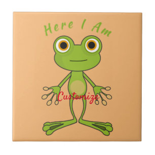 Here I am cute frog Thunder_Cove Ceramic Tile
