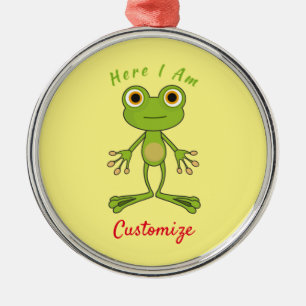 Here I am cute frog Thunder_Cove  Metal Ornament