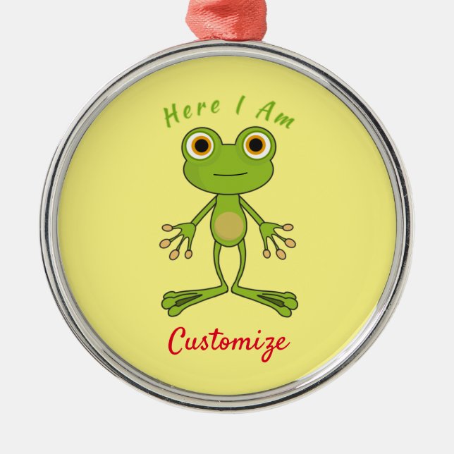 Here I am cute frog Thunder_Cove  Metal Ornament (Front)