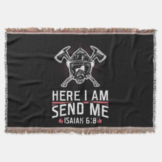 Here I Am Send Me Isaiah 68 Firefighter Throw Blanket