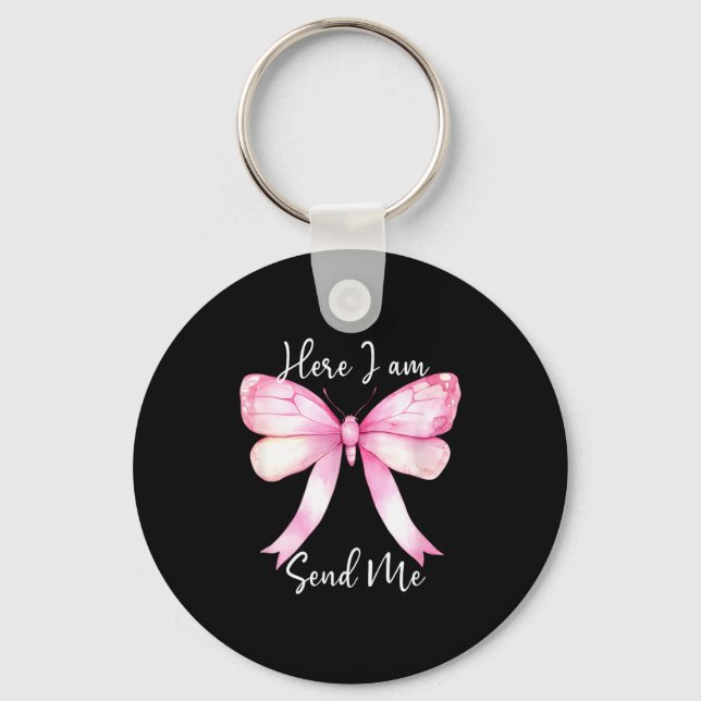 Here I Am Send Me Women Lord Send Me Christian Nk  Keychain (Front)