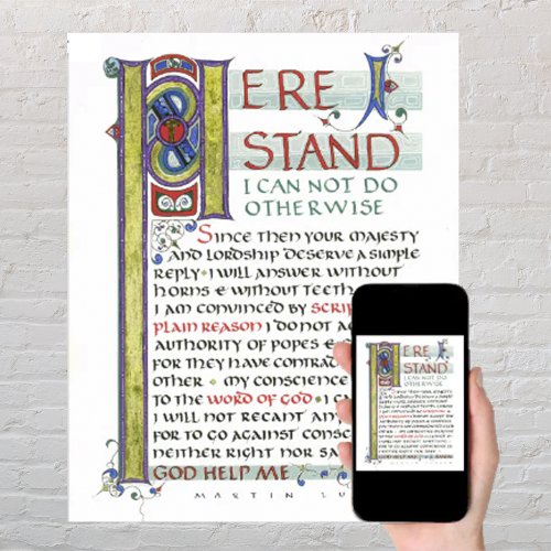 HERE I STAND GOD HELP ME MARTIN LUTHER QUOTE   POSTER