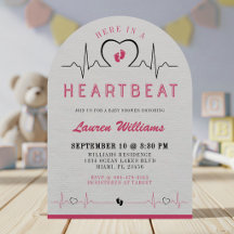 Here in a Heartbeat Heart Monitor Pink Baby Shower