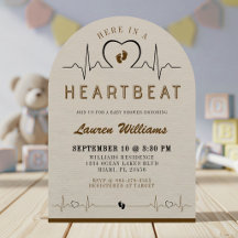 Here in a Heartbeat Heart Monitor Tan Baby Shower