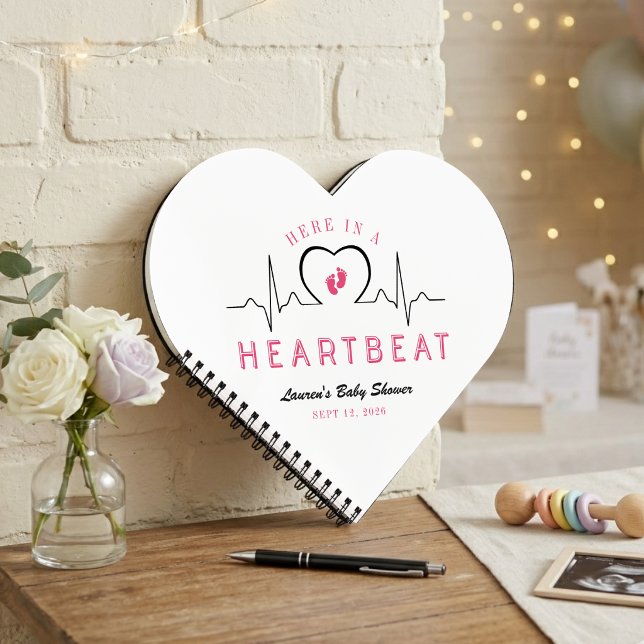 Here in a Heartbeat Monitor Baby Shower Guestbook Notebook (Creator Uploaded)