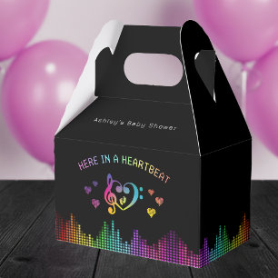Here in a Heartbeat Rainbow Music Baby Shower Favor Boxes