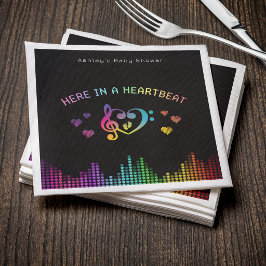 Here in a Heartbeat Rainbow Music Baby Shower Napkins
