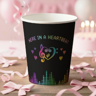 Here in a Heartbeat Rainbow Music Baby Shower Paper Cups