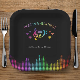 Here in a Heartbeat Rainbow Music Baby Shower Paper Plates