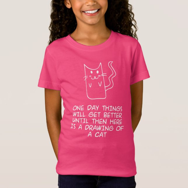 Here is the drawing of a cat T-Shirt (Front)