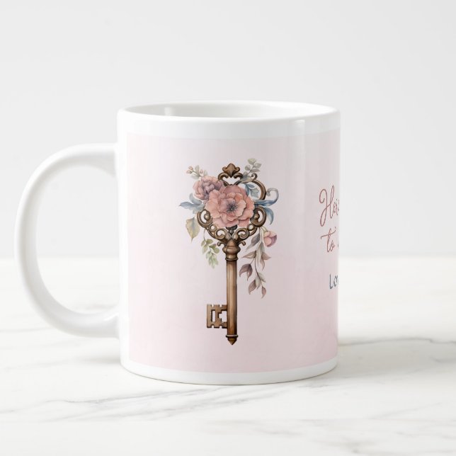 Here is the key to my heart pink giant coffee mug (Left)