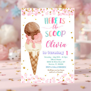 Here is the Scoops Cone Ice Cream Birthday Party Invitation