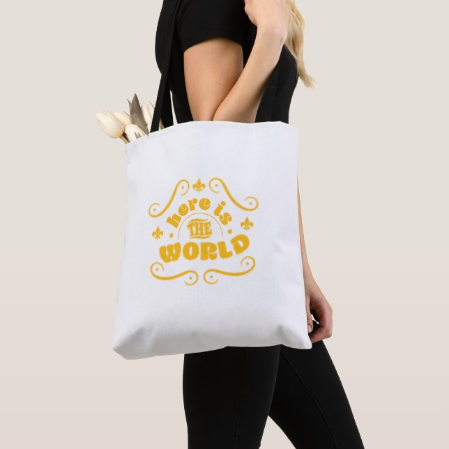 Here is the world tote bag (Close Up)